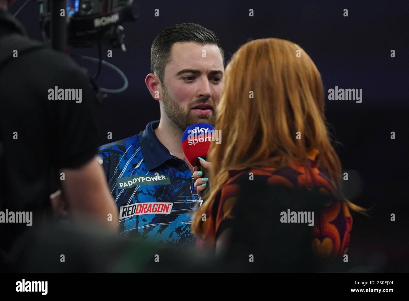 Luke Humphries being interview after the 3rd round match between Luke