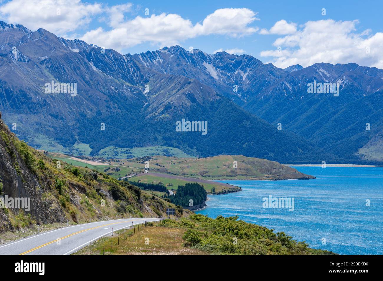 Lake Hawea lies in a glacial valley on New Zealand’s South Island ...