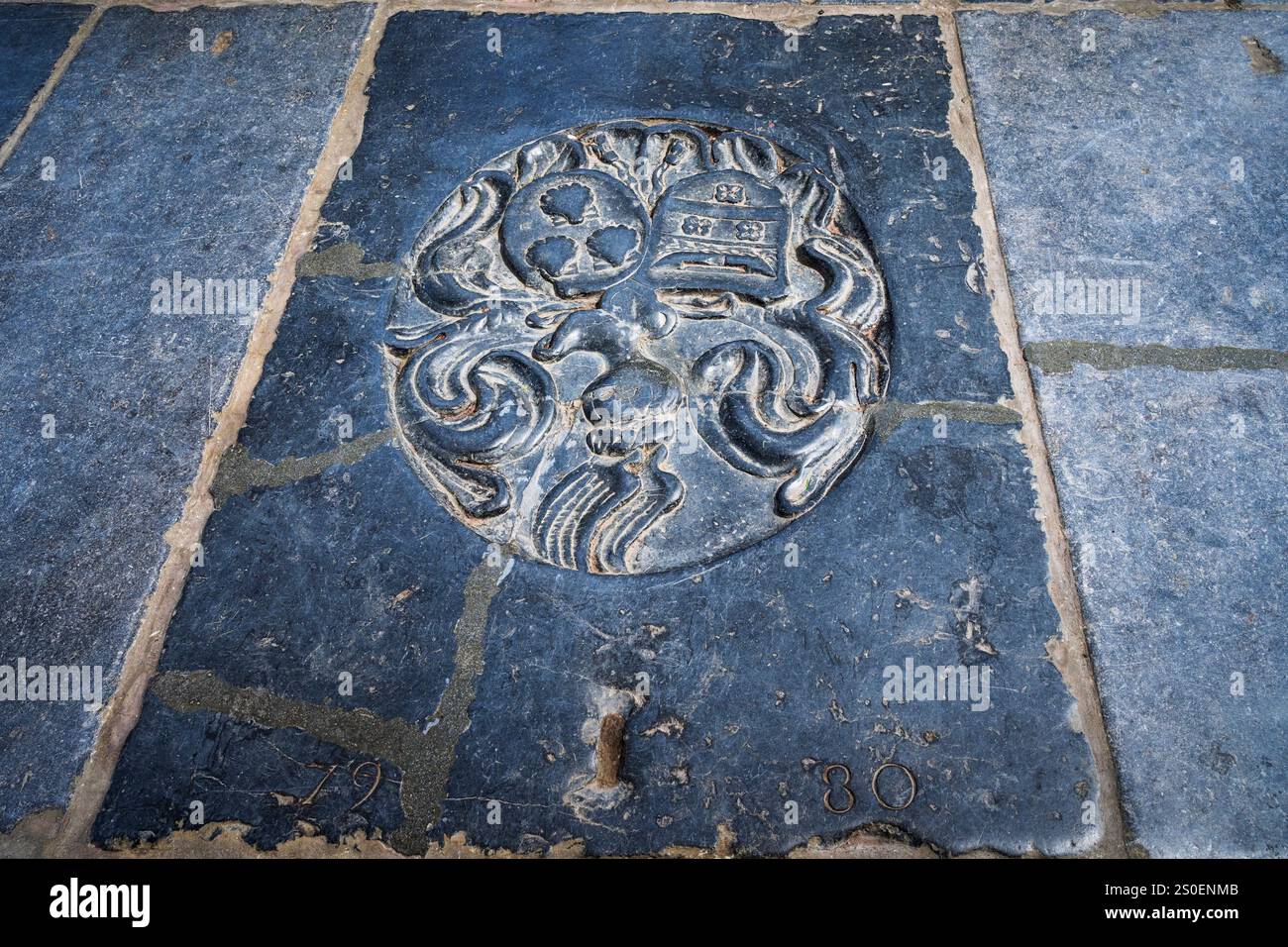 Grave stone in Westerkerk Church, Amsterdam, Holland, The Netherlands Stock Photo