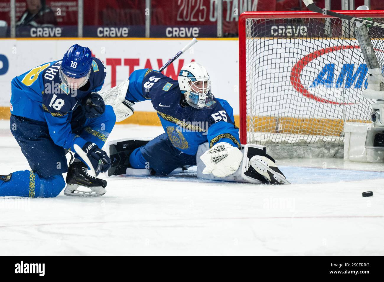 241227 Goaltender Vladimir Nikitin of Kazakhstan during the 2025 IIHF