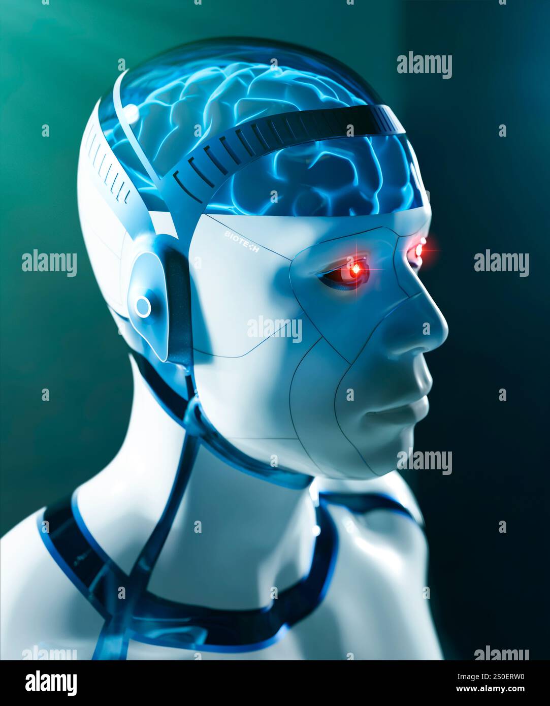 Artwork of a cyborg. Short for 'cybernetic organism', a cyborg is a ...