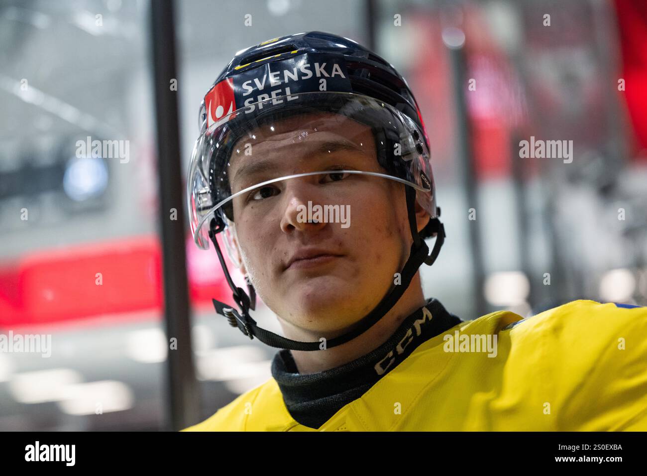 241227 Rasmus Bergqvist of Sweden ahead of the 2025 IIHF World Junior