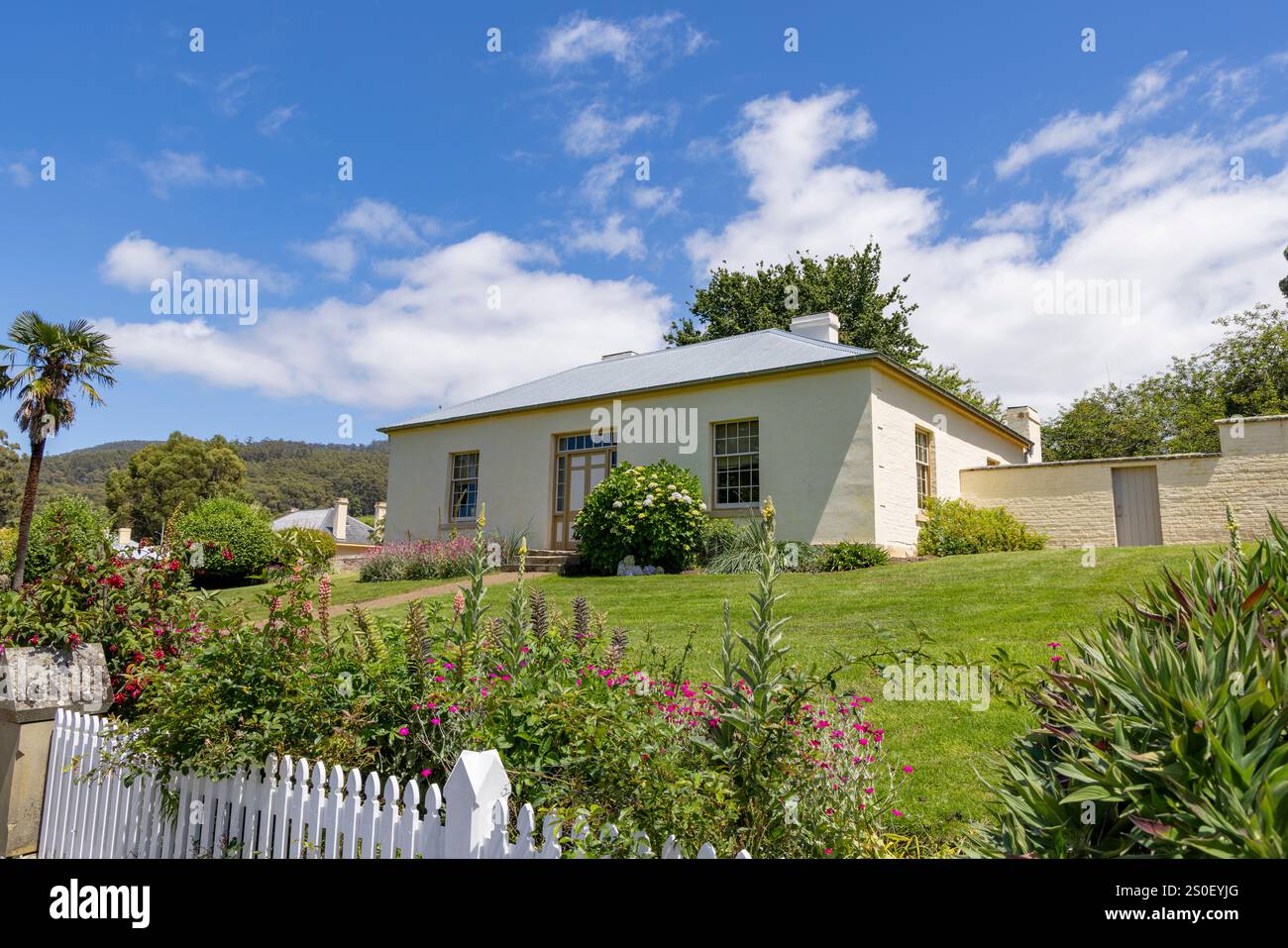 Port Arthur historic penal jail site and the home knows as the Accountants House, built for the Office run charge Commissarat, Tasmania,Australia Stock Photo