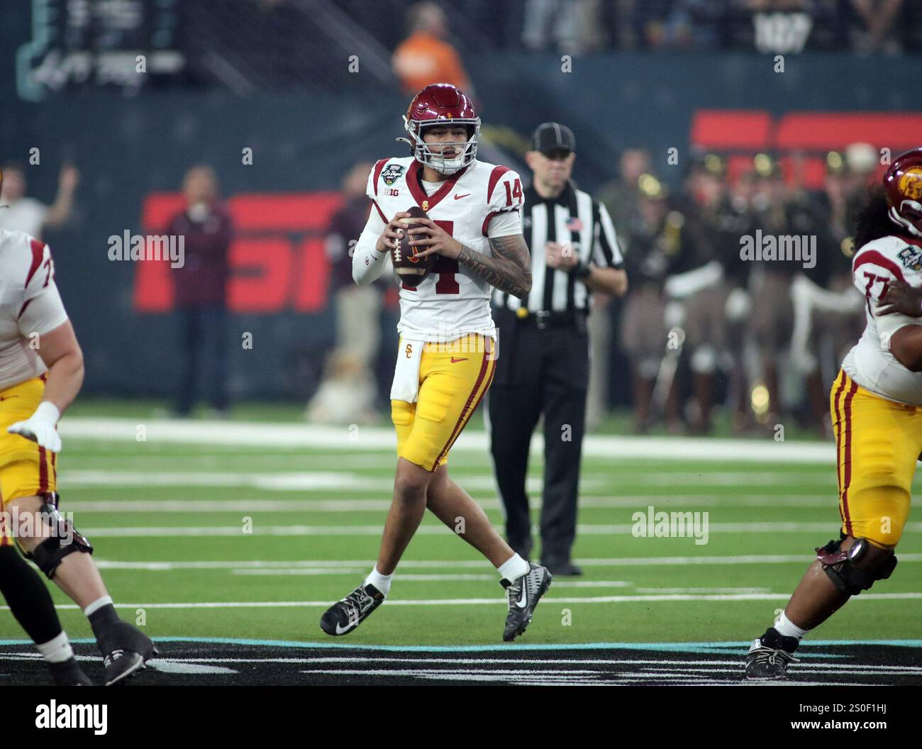 December 27, 2024 USC Trojans quarterback Jayden Maiava 14 looks for