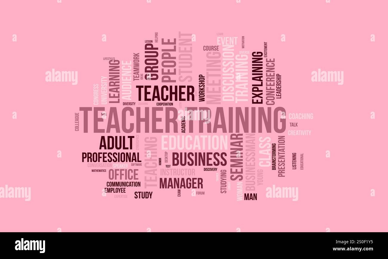 Teacher Training word cloud template. Teacher Training concept vector tagcloud background. Stock Vector