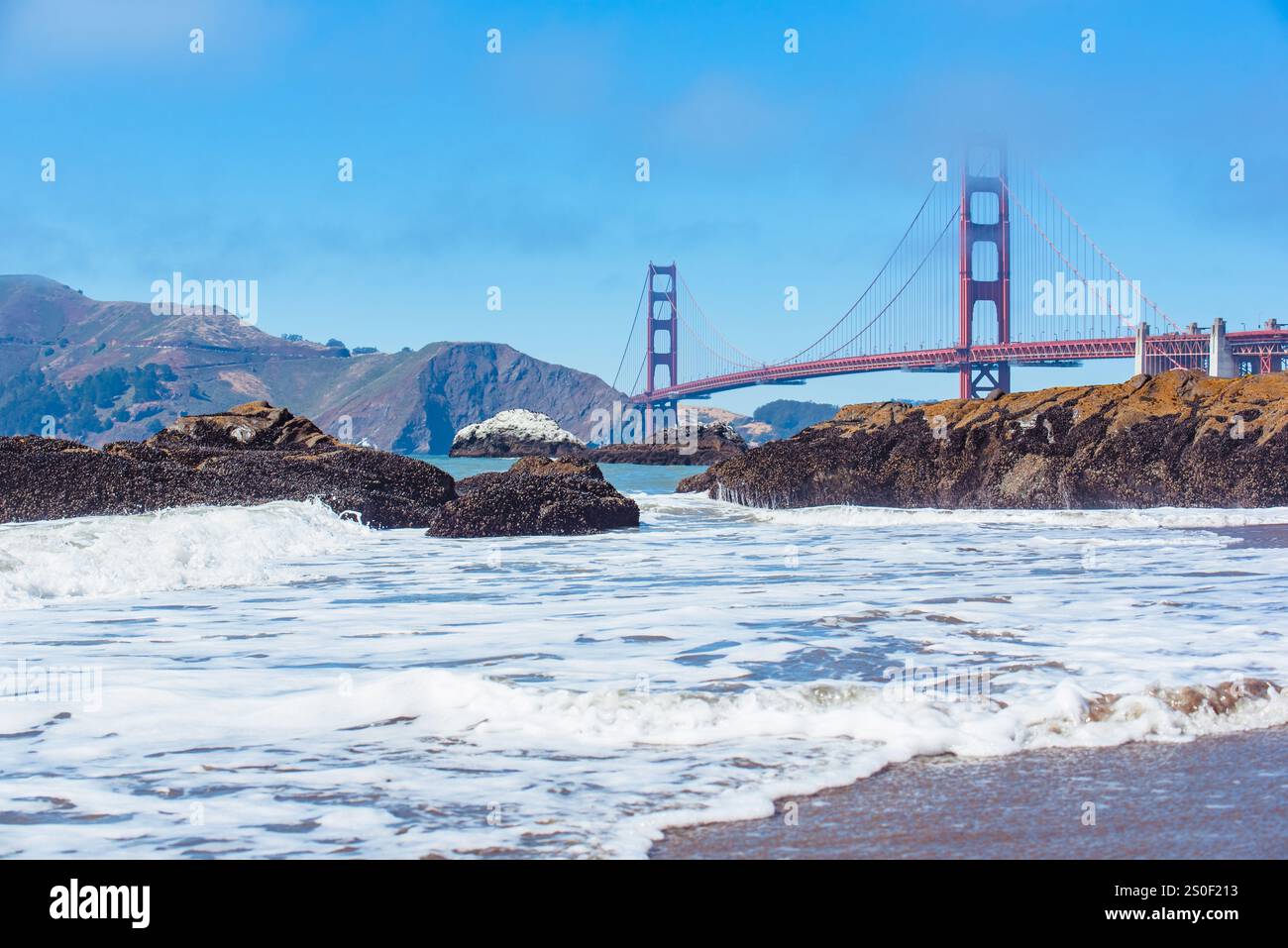 Golden Gate Bridge at Baker Beach in San Francisco California Stock ...