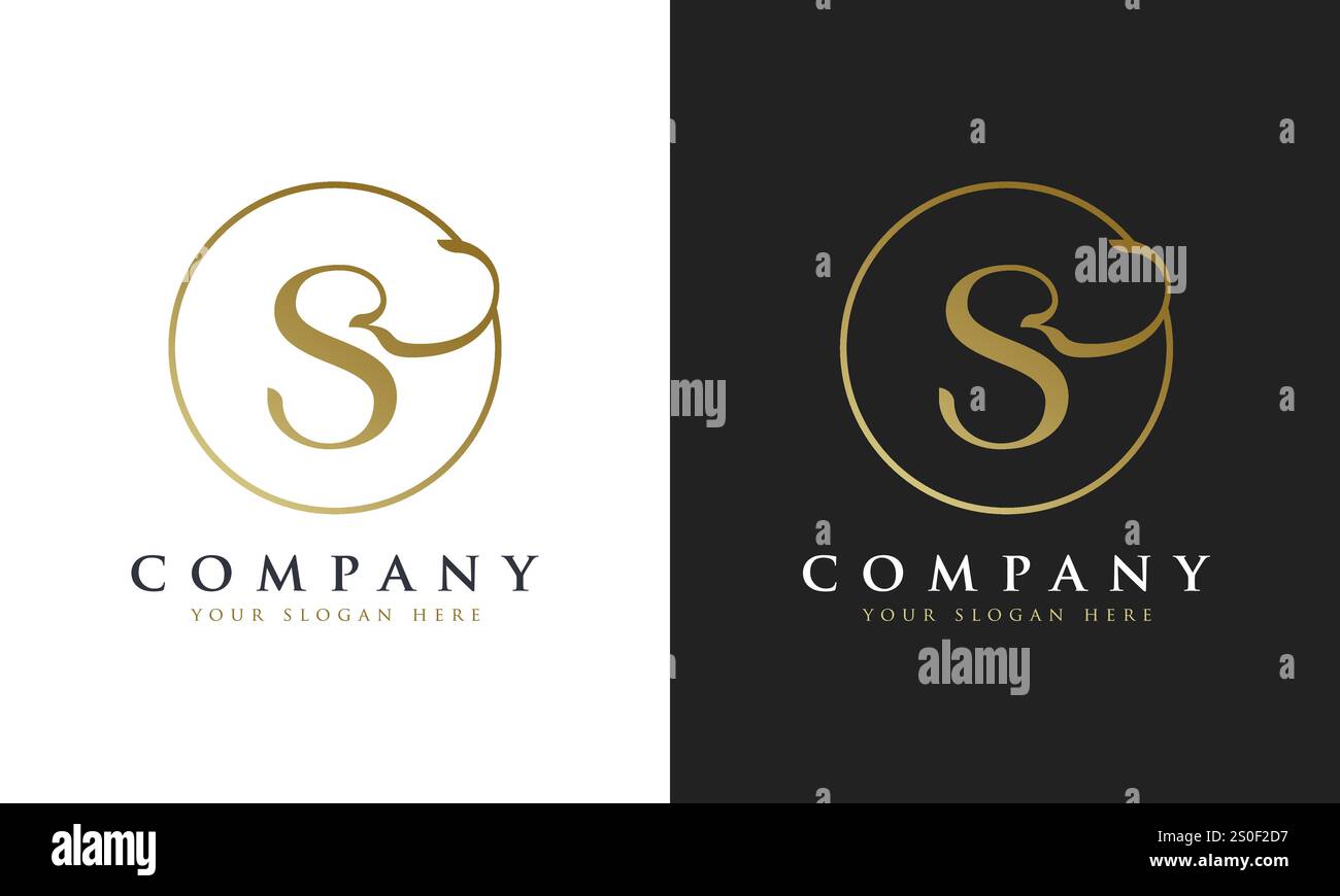 Abstract script gold premium luxury letter S logo design Stock Vector ...