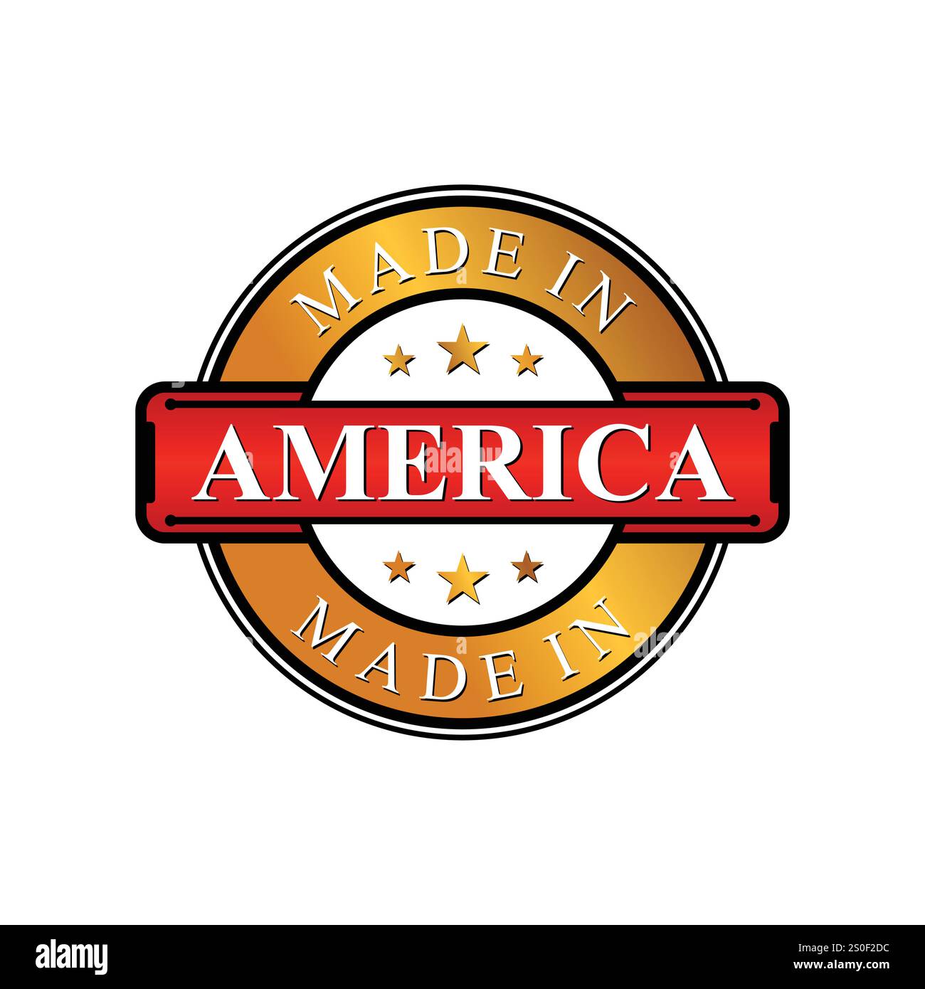 Made in America label icon emblem isolated on white background. Vector ...