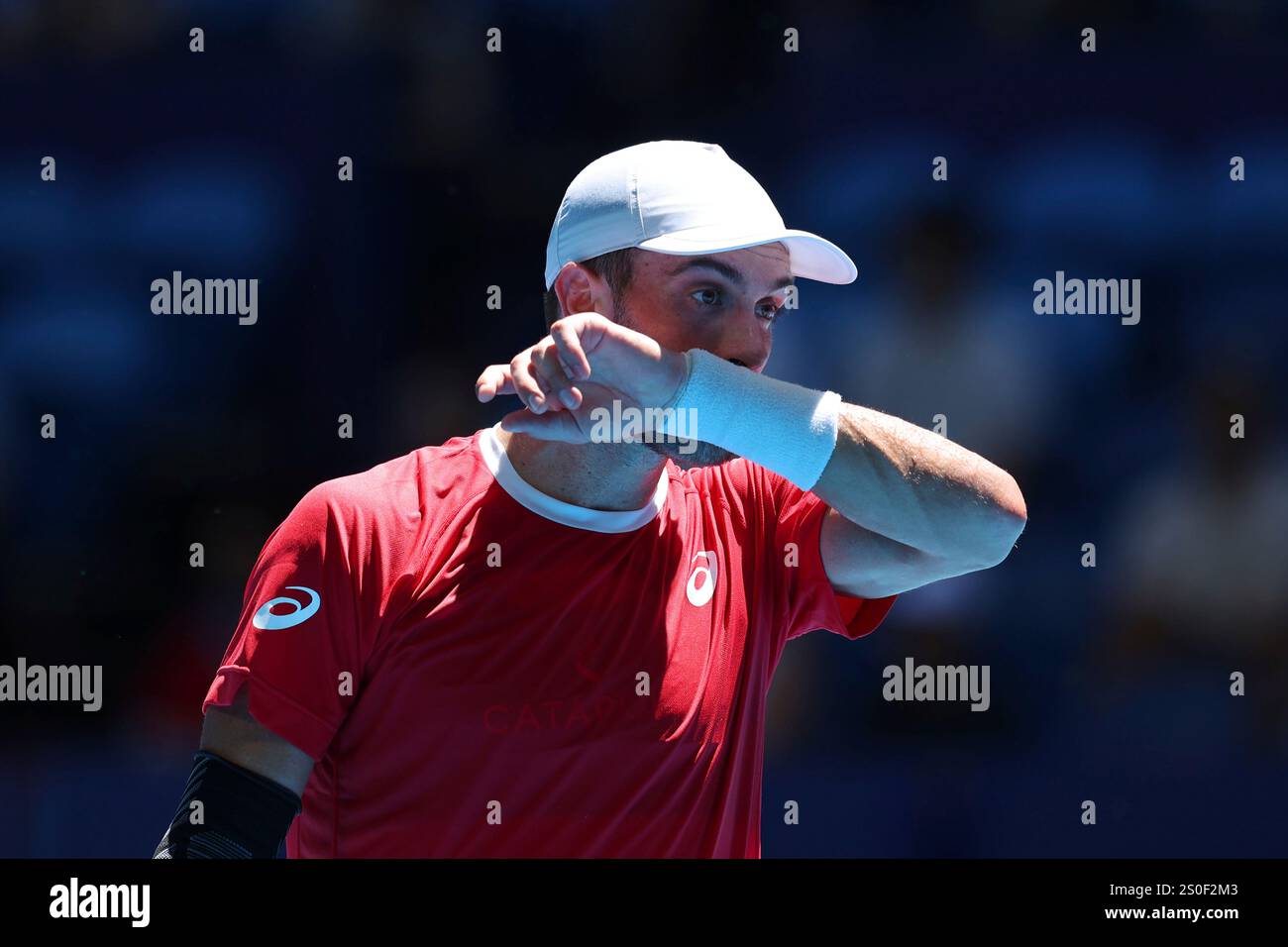 Borna Coric of Croatia reacts during his match against Felix Auger