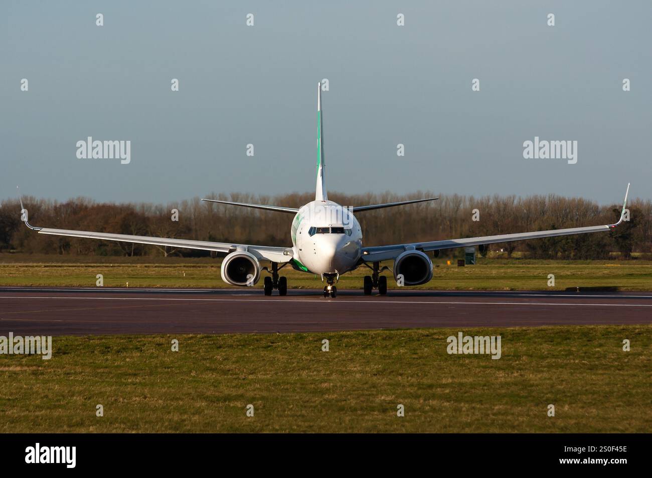 PH-HZV Boeing 737-8K2 Transavia Norwich Airport UK 13-12-2017 - Stock Image