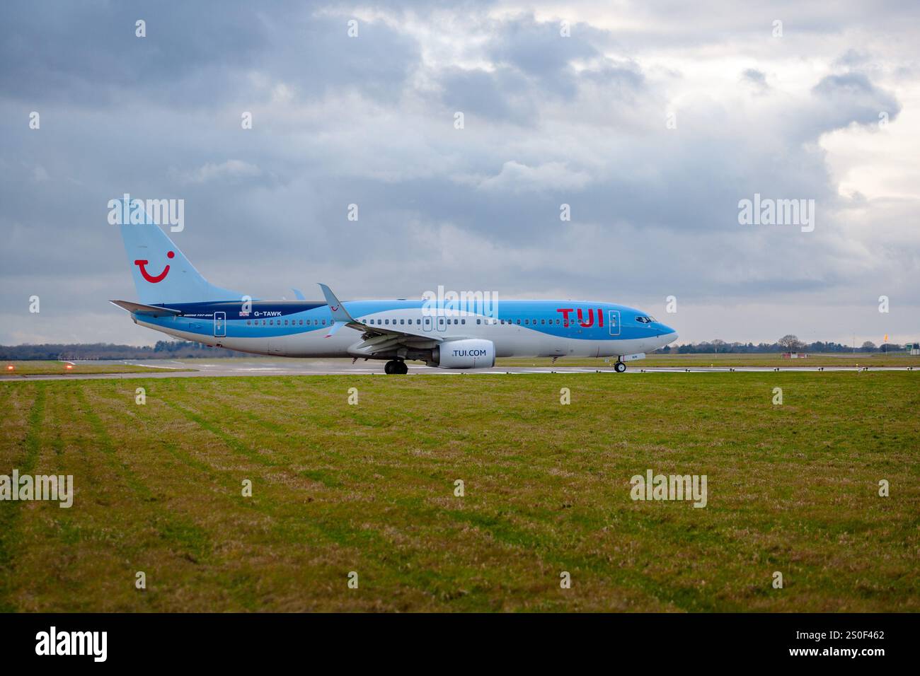 G-TAWK TUI airlines Boeing 737-8k5WL MAX Norwich Airport UK 18-01-2018 v2 - Stock Image