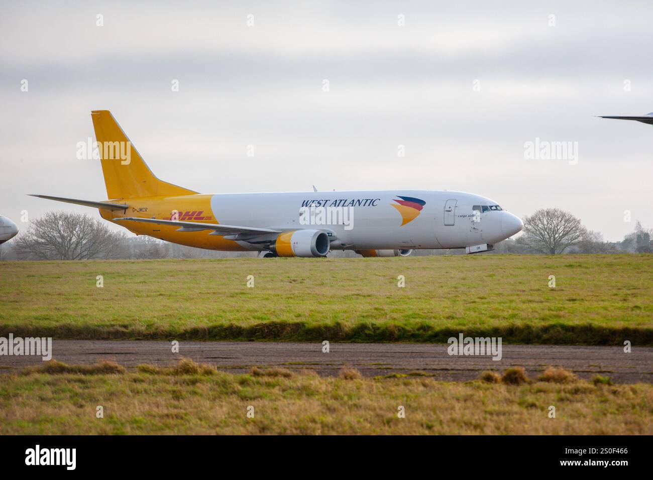G-JMCR West Atlantic Boeing 737-4Q8SF Norwich Airport UK 23-12-2017 - Stock Image