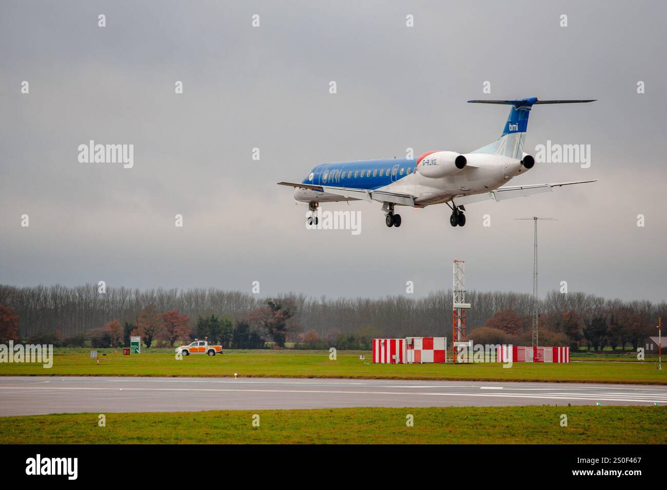 G-RJXG Embraer ERJ-145EP BMI Airlines Norwich Airport UK 30-11-2017 - Stock Image