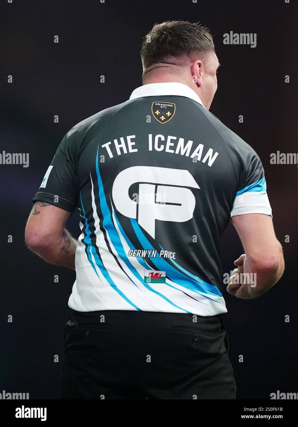 Gerwyn Price celebrating during 3rd round match between Gerwyn Price