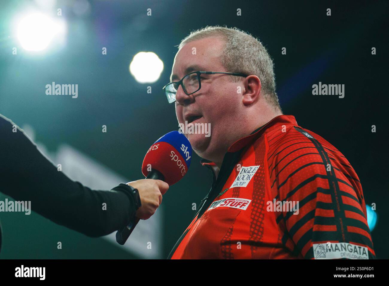 Stephen Bunting being interviewed by Polly James after winning his 3rd