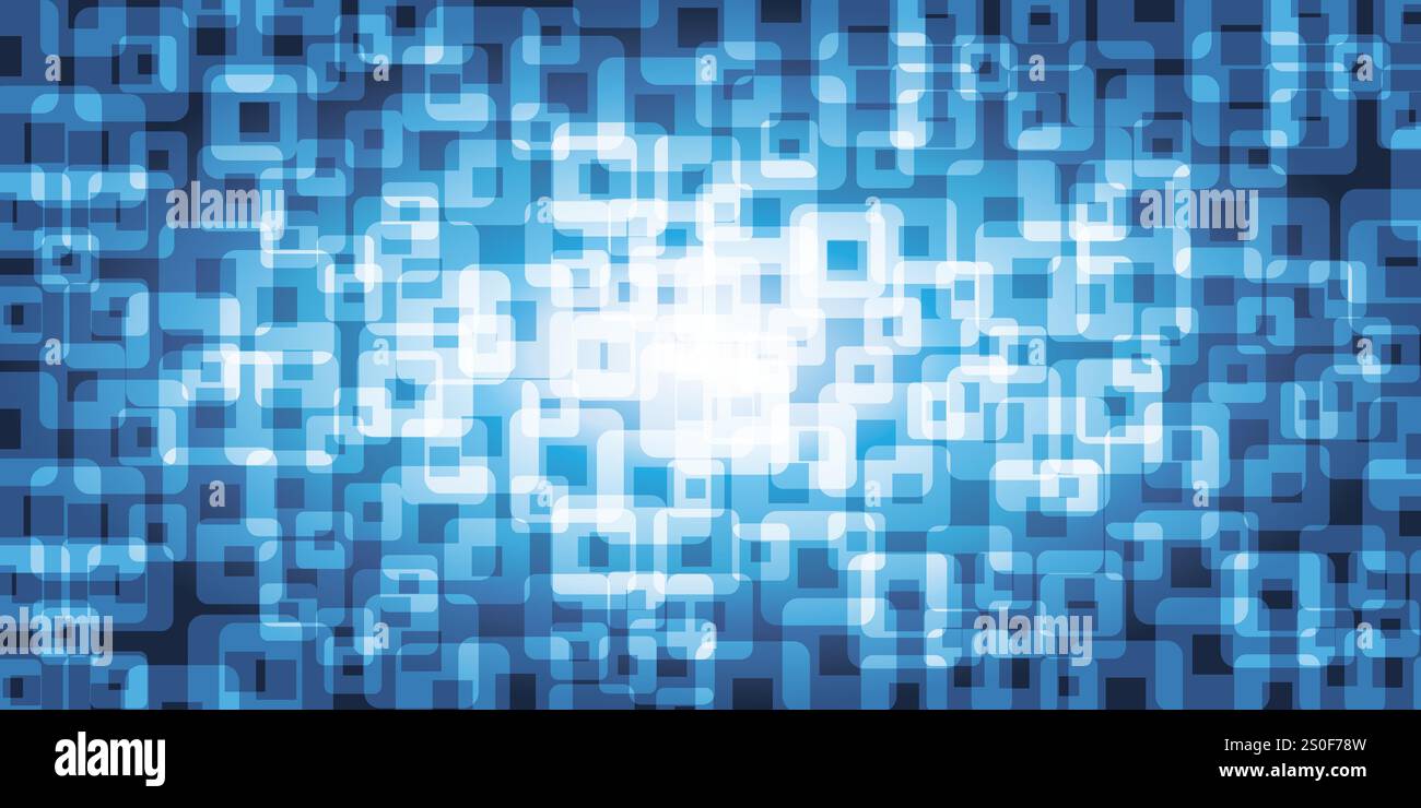 Blue and White Translucent Rounded Geometric Shapes - Abstract Background Desgin Template, Vector Applicable for Web, Technology or Science,Base for P Stock Vector