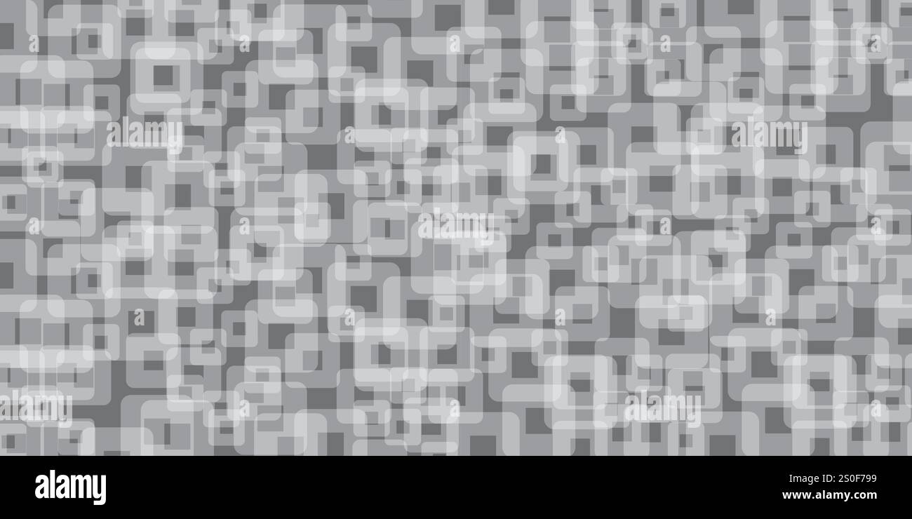 Grey Translucent Rounded Geometric Square Shapes - Abstract Background Desgin Template, Vector Applicable for Web, Technology or Science, Base for Pre Stock Vector