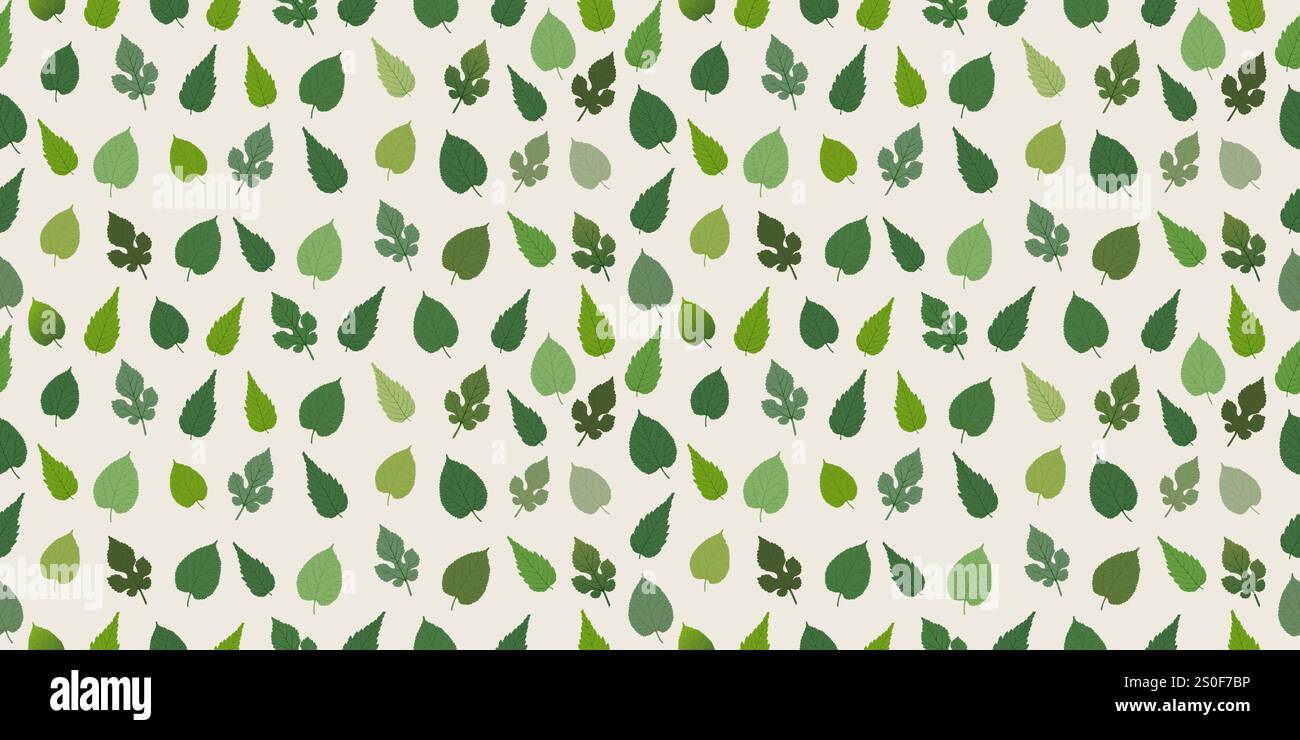 Seamless Texture of Many Shades of Green Leaves of Various Shapes ...