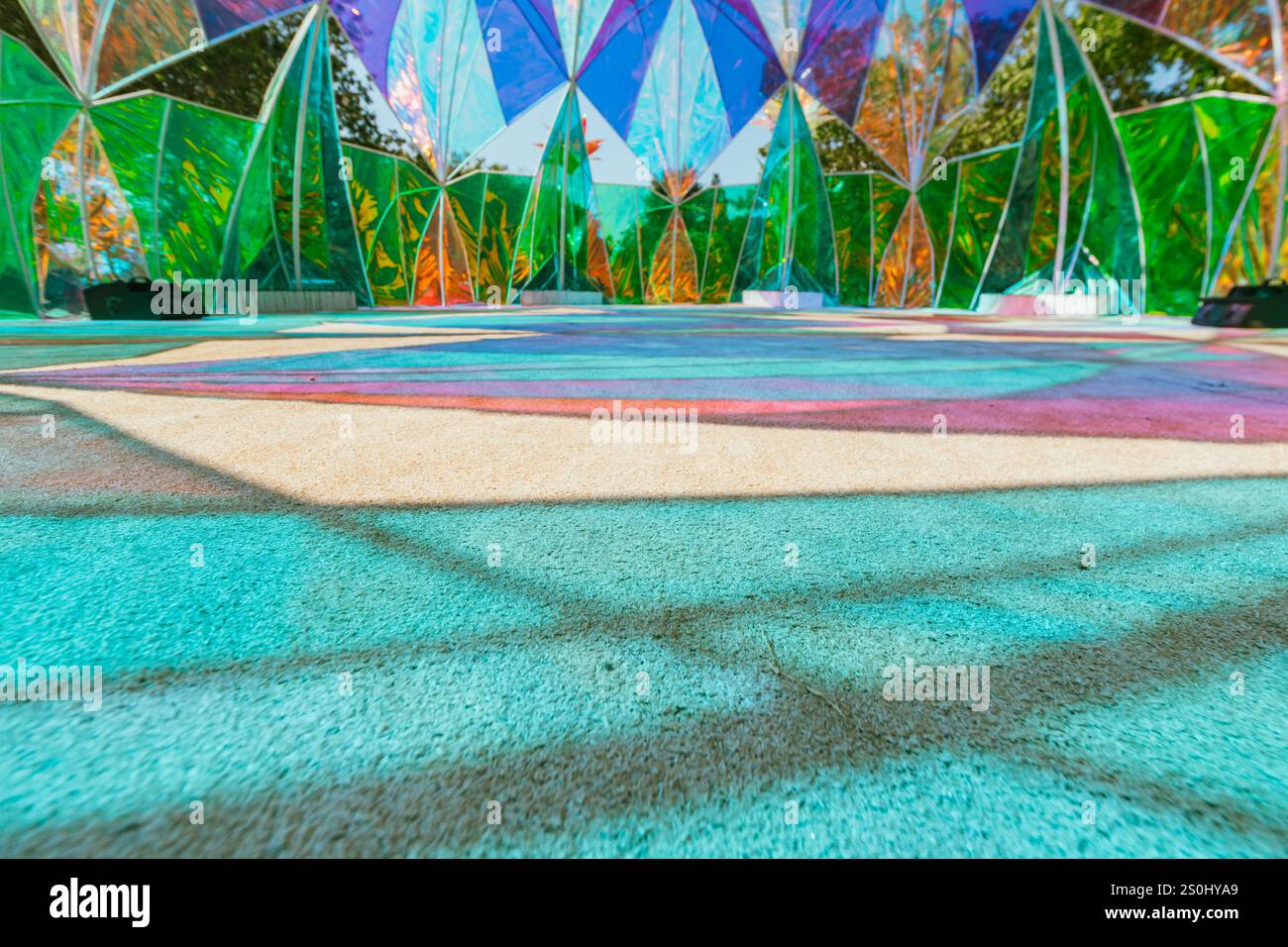 Modern pastel colored holographic dome. Stock Photo