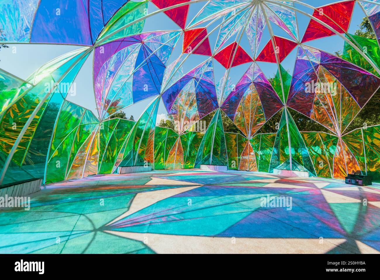Modern pastel colored holographic dome. Stock Photo