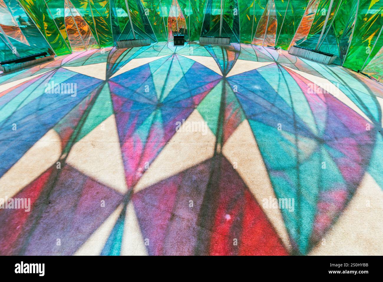 Modern pastel colored holographic dome. Stock Photo
