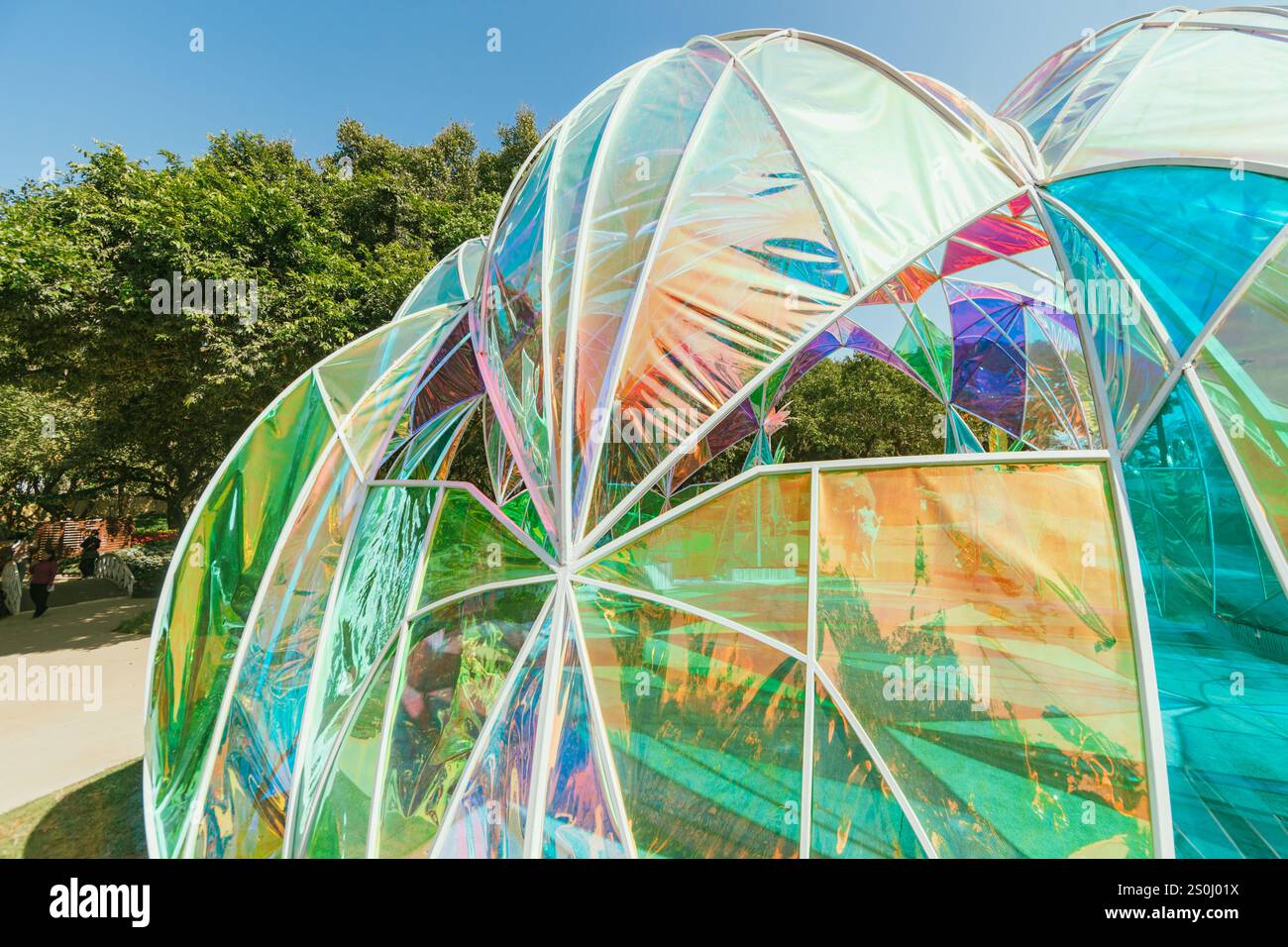 Modern pastel colored holographic dome. Stock Photo
