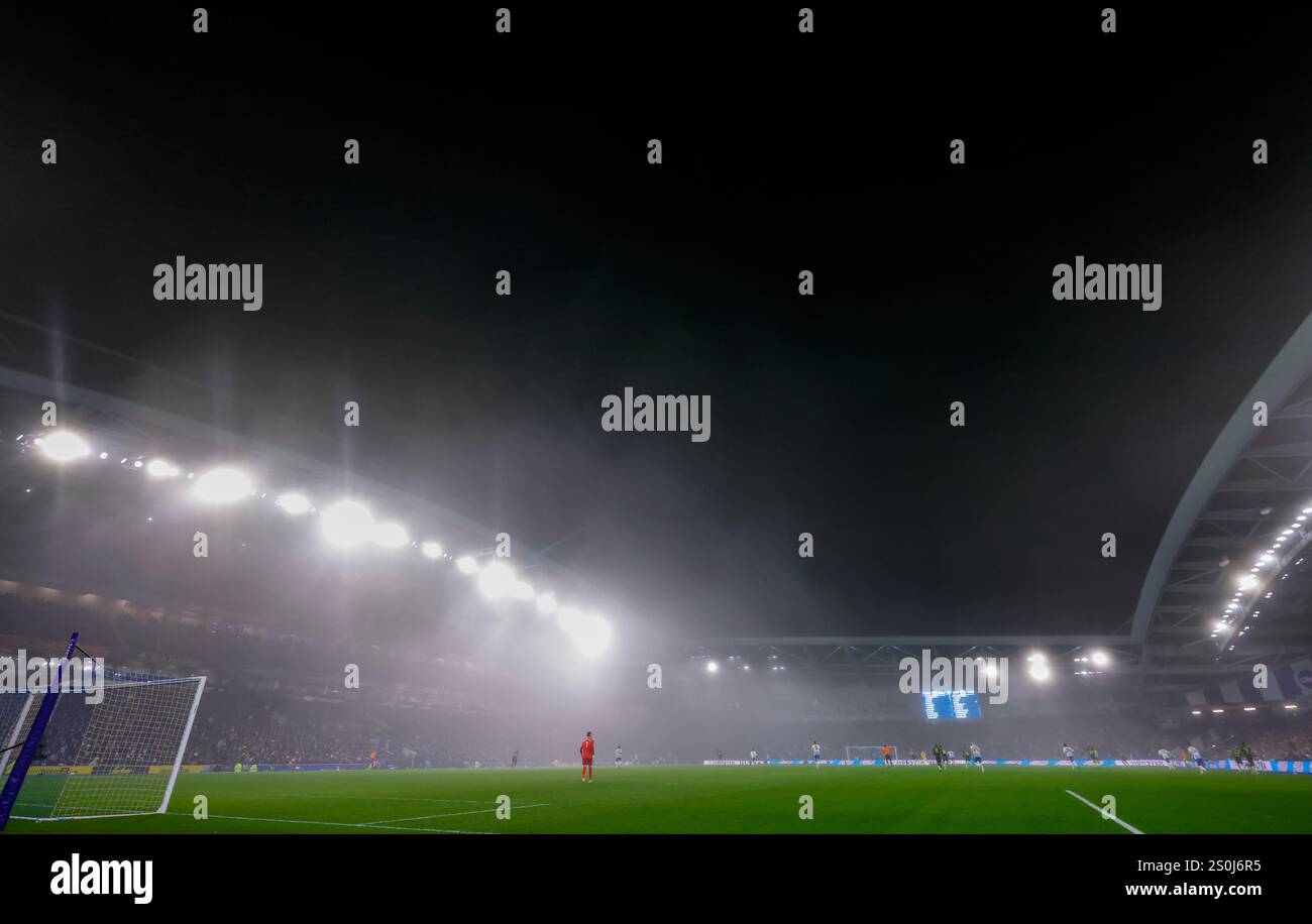 general view of misty condition during the Premier League match at the ...