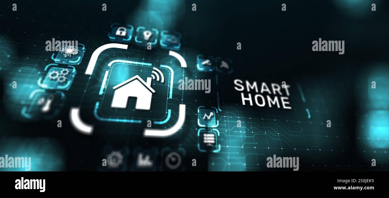 Smart home control panel on virtual screen. IOT and Automation ...