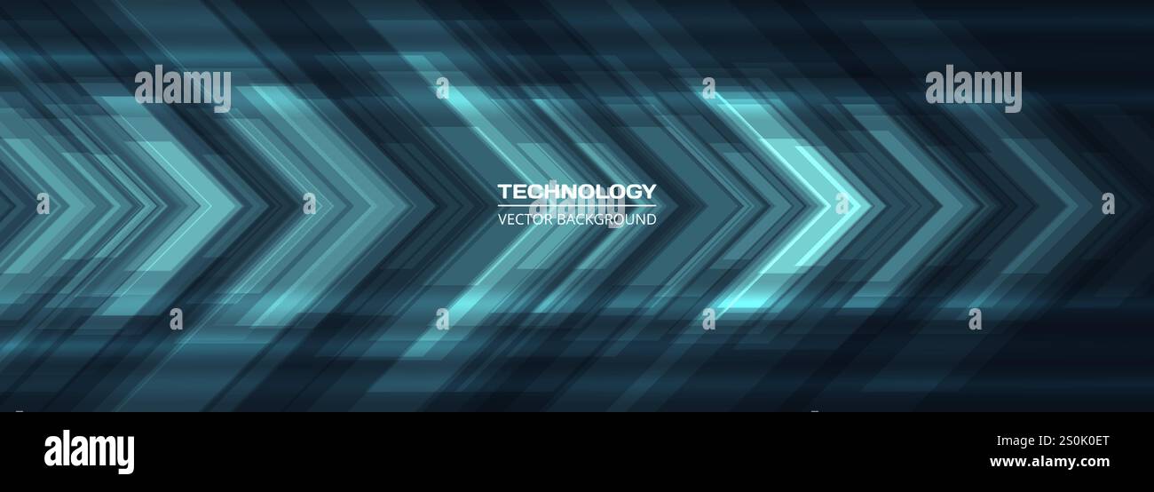 Blue technology arrows on dark futuristic abstract background. High ...
