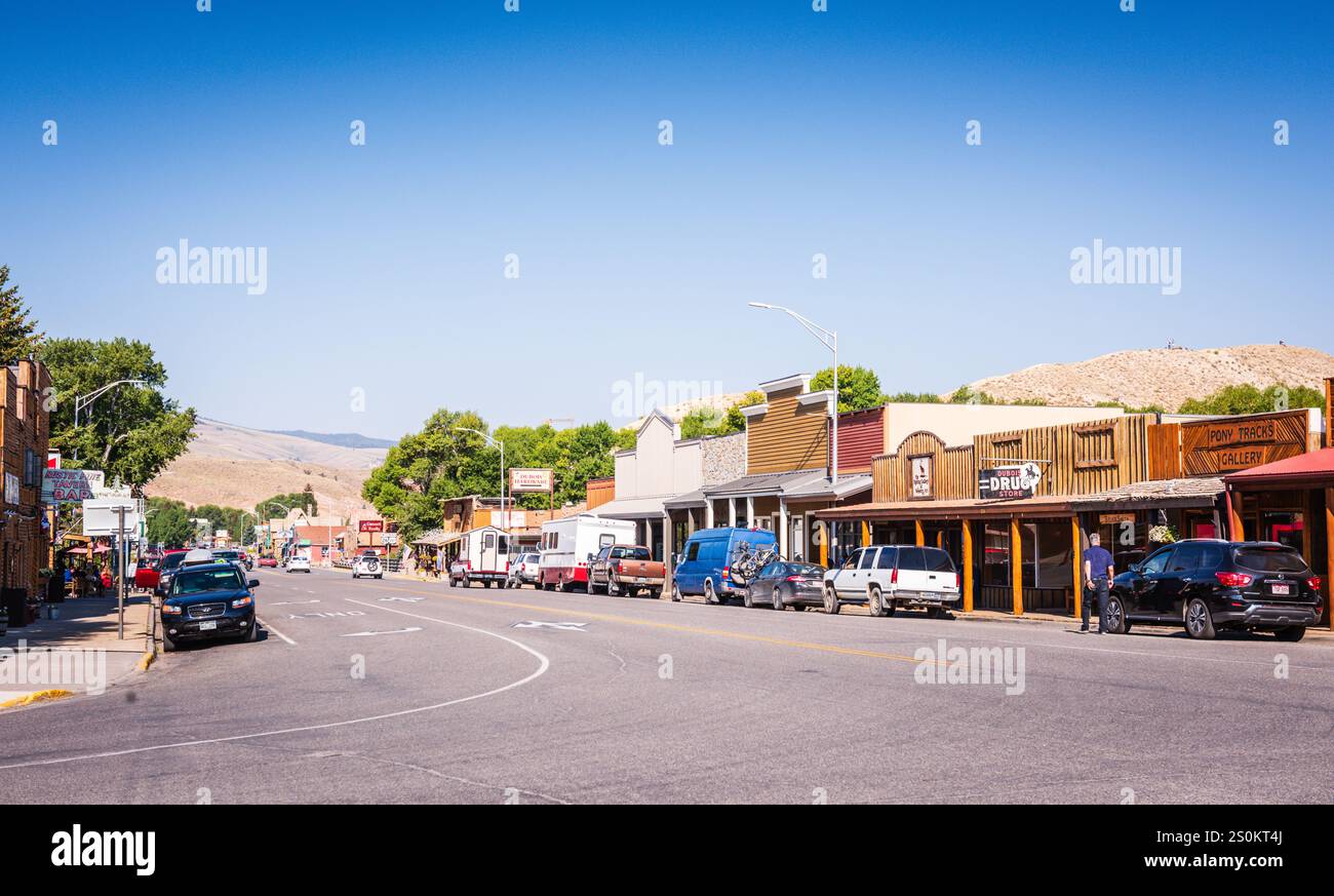 Dubois WY USA - August 21, 2017: Main street in the western town of Dubois Wyoming. Stock Photo