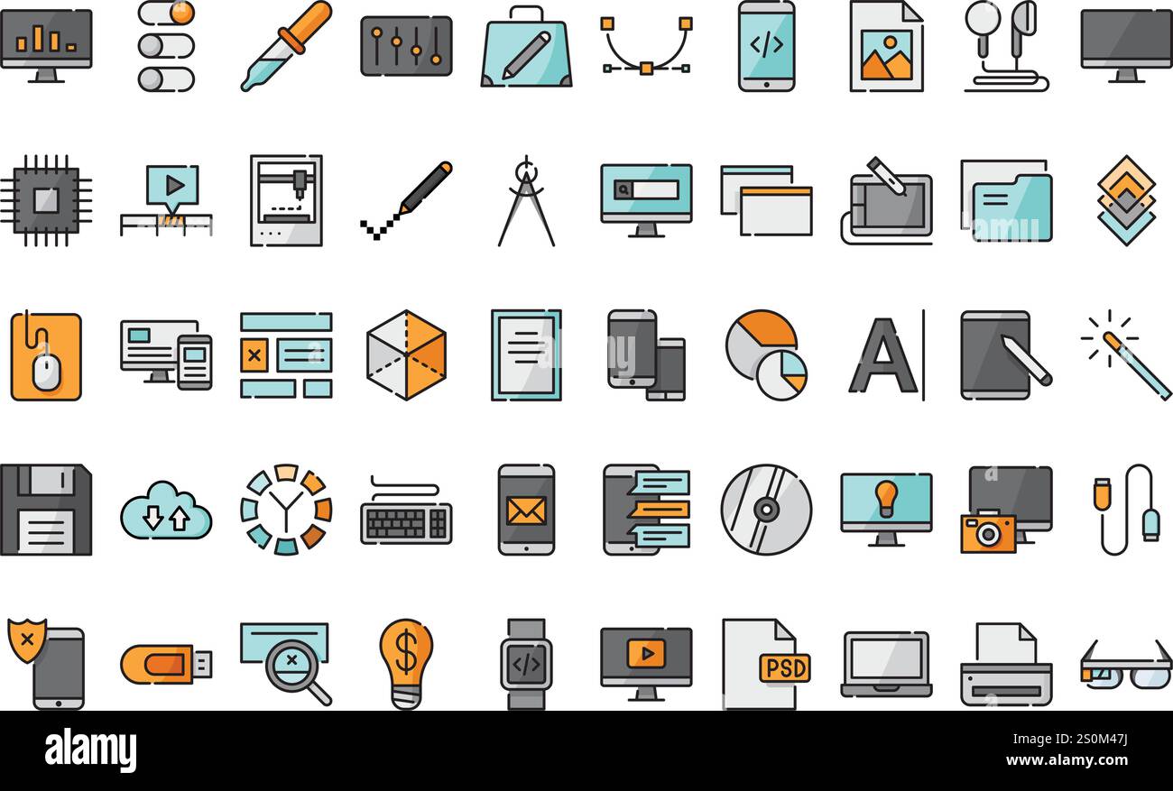 Design tools icons High-Quality Vector Icons Collection with Editable Stroke. Ideal for Professional and Creative Projects. Stock Vector