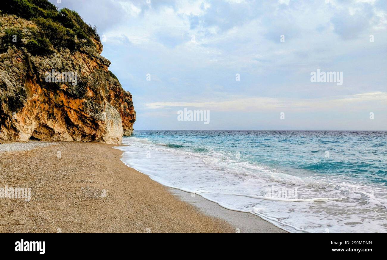 A Beautiful shot of Gjipe Beach in the Albanian Riviera - Smartphone Captured Stock Image