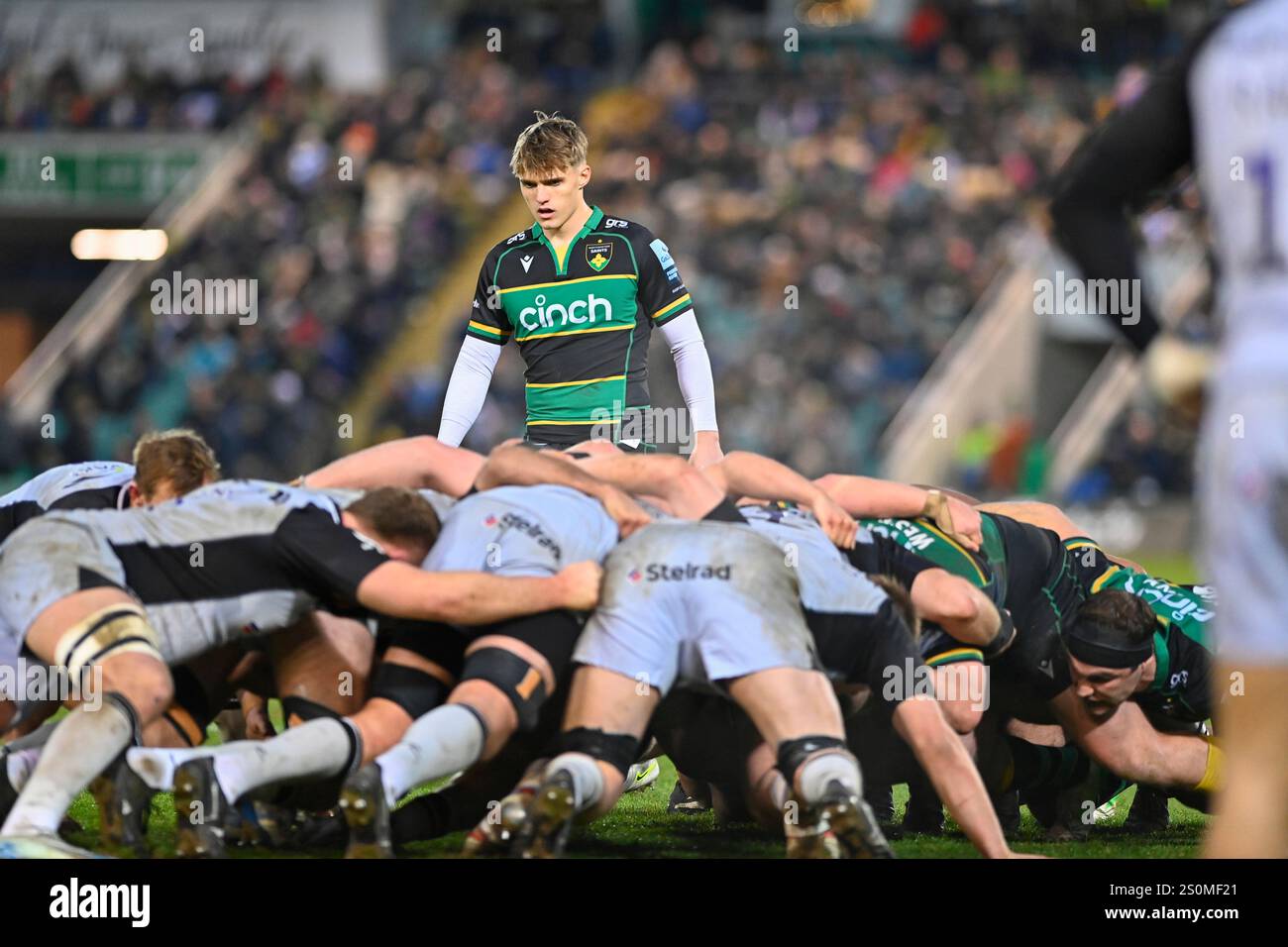 Northampton, UK. 28th Dec, 2024. Archie McParland Northampton Saints looks on during the match between Northampton Saints and Newcastle Falcons at cinch Stadium Franklin's Gardens. Northampton UK. Credit: PATRICK ANTHONISZ/Alamy Live News Stock Photo