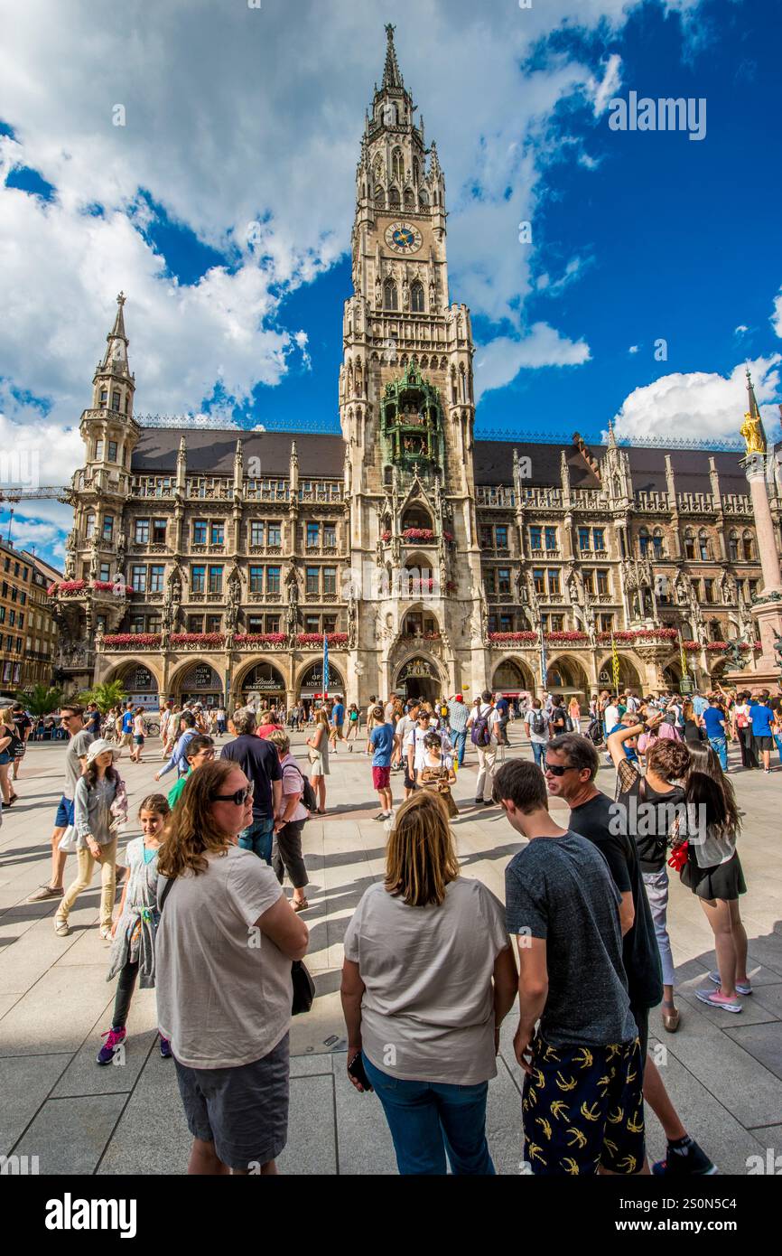 New Town Hall on the Marienplatz or Mary's Square, Munich, Bavaria, Germany. Stock Photo