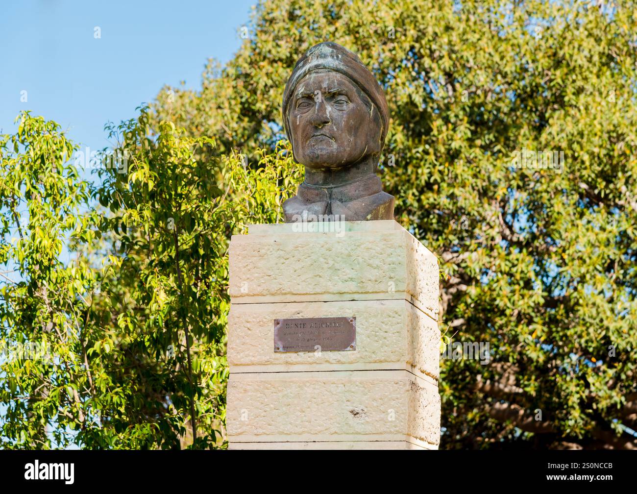 The Bust of Dante Alighieri, the greatest Italian poet, in the public ...