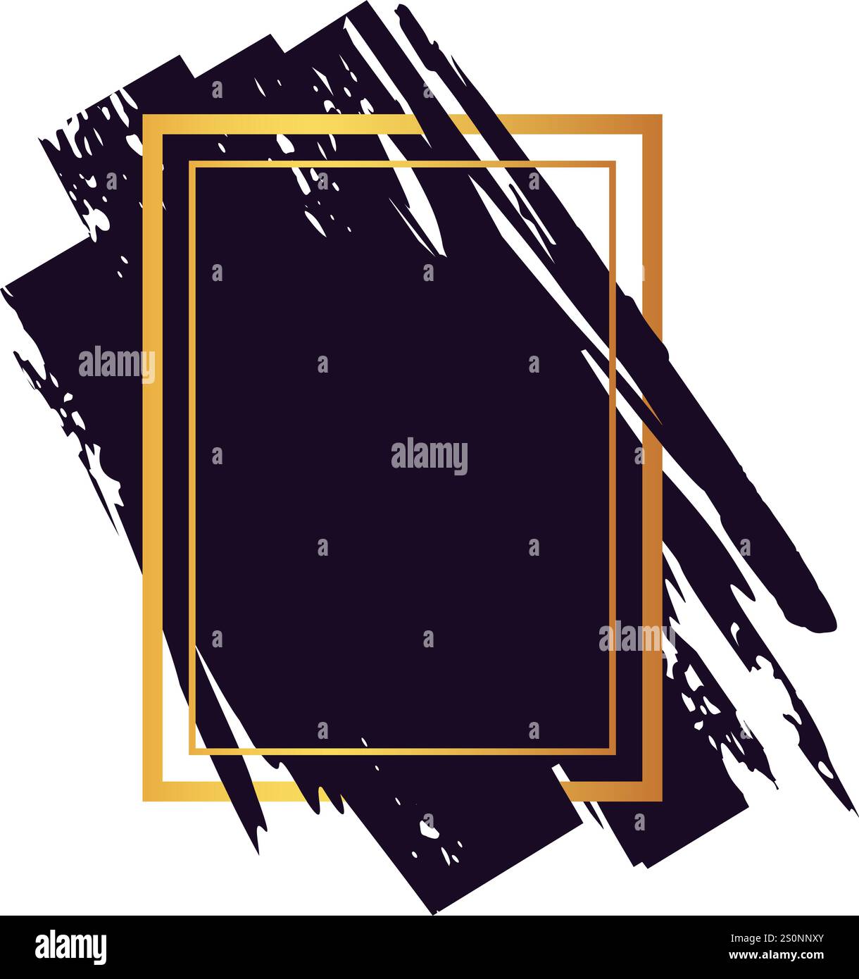Golden frame bordering black brush strokes creating an elegant and ...