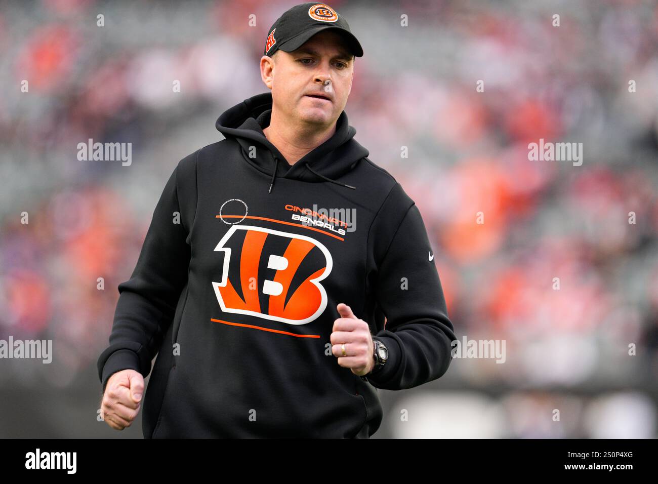 Cincinnati Bengals head coach Zac Taylor takes the field before an NFL