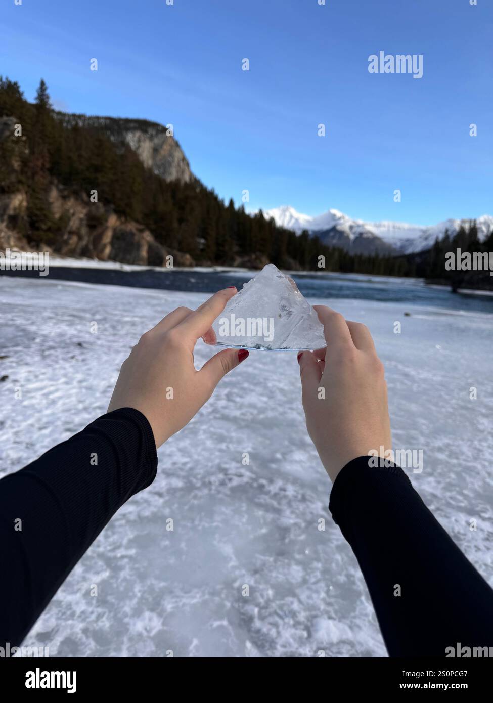 a beautiful resemblance of a mountain in Banff national park, alberta, canada - Smartphone Captured Stock Image