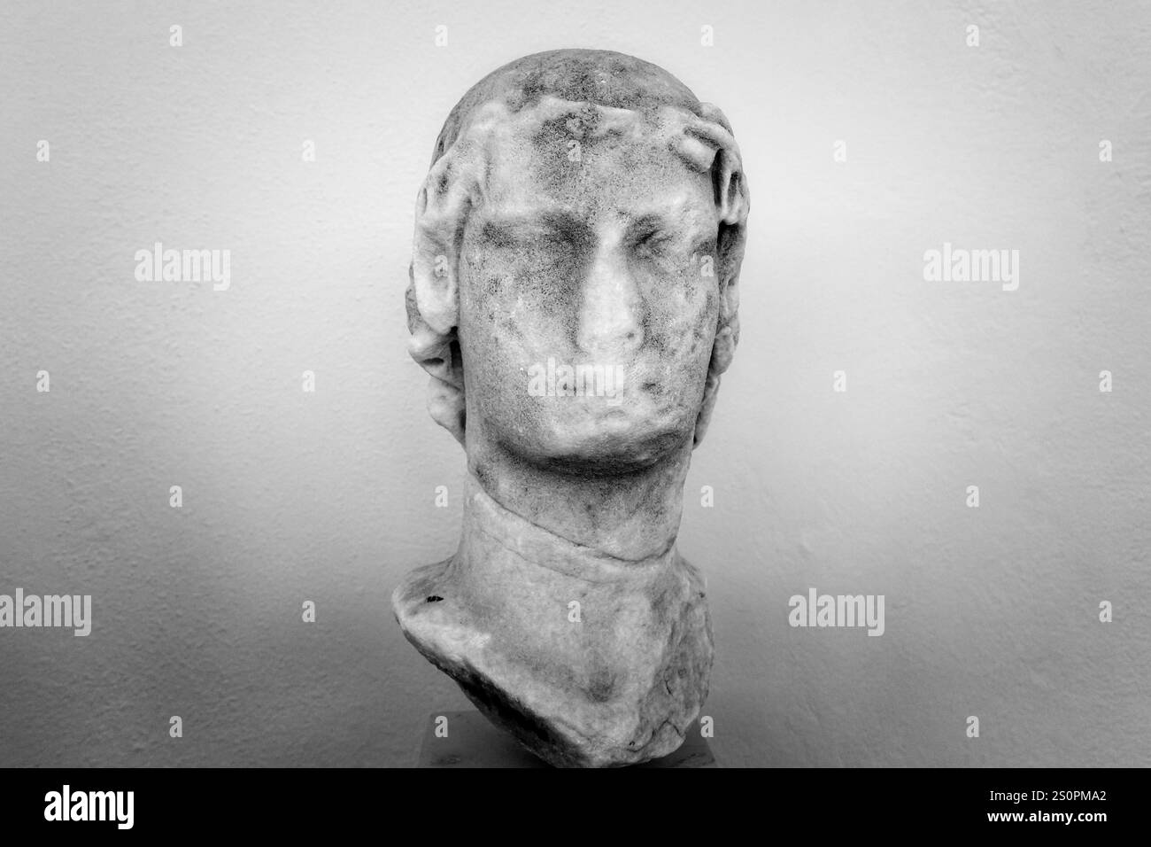 Ancient Marble Bust Sculpture with Minimalist Background in Black and ...