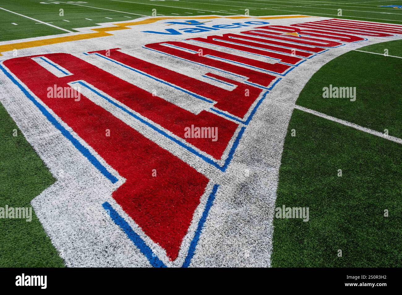 December 28, 2024 Valero Alamo Bowl logos at the NCAA Valero Alamo