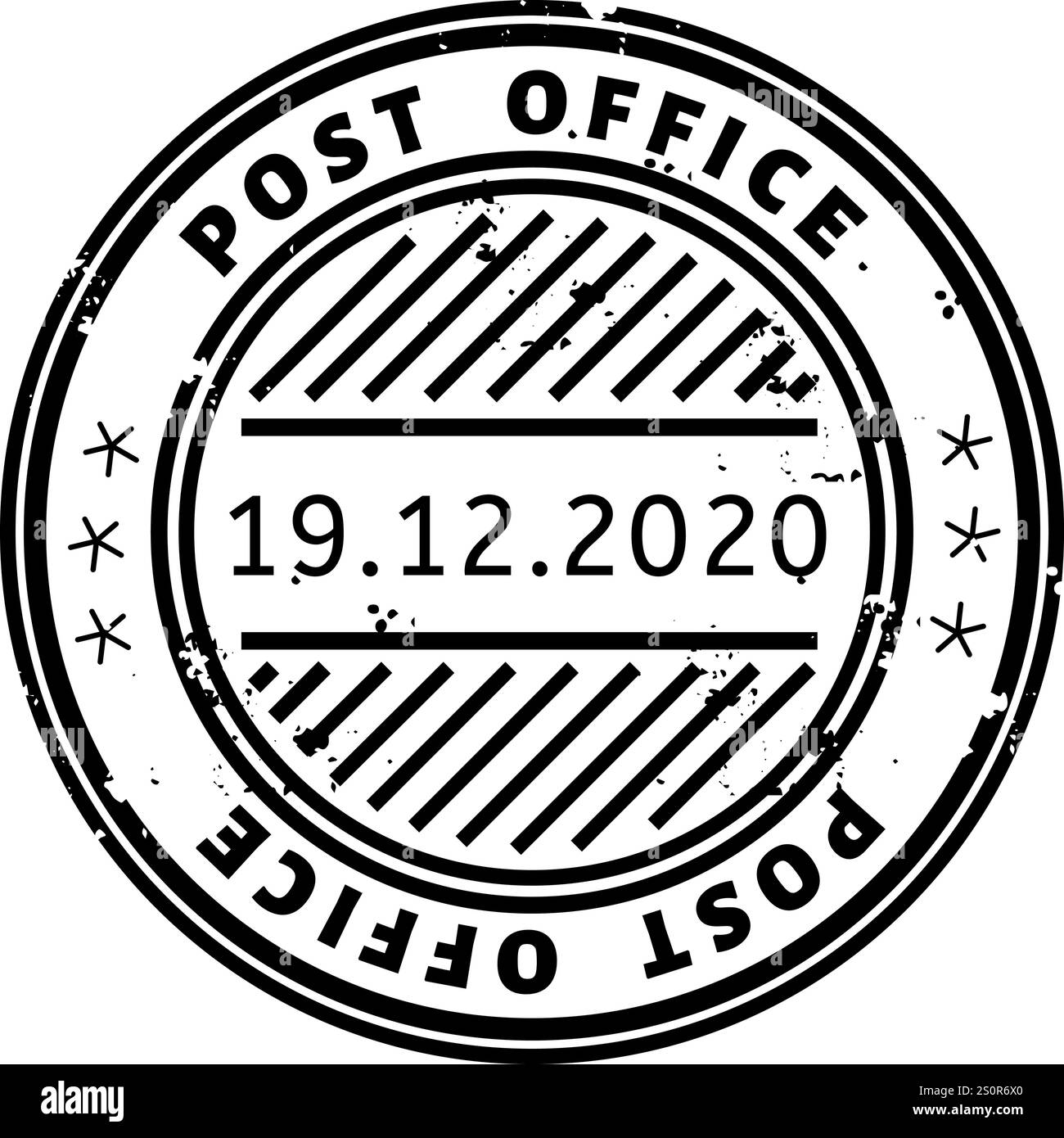 Black and white grunge circular post office stamp featuring the date 19 ...