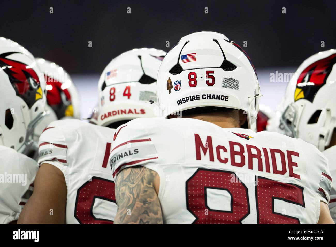 Arizona Cardinals tight end Trey McBride (85) wears Walter Payton Man
