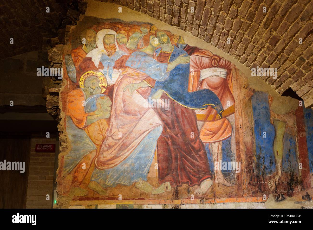 Kiss of Judas, crypt of Siena Cathedral Stock Photo