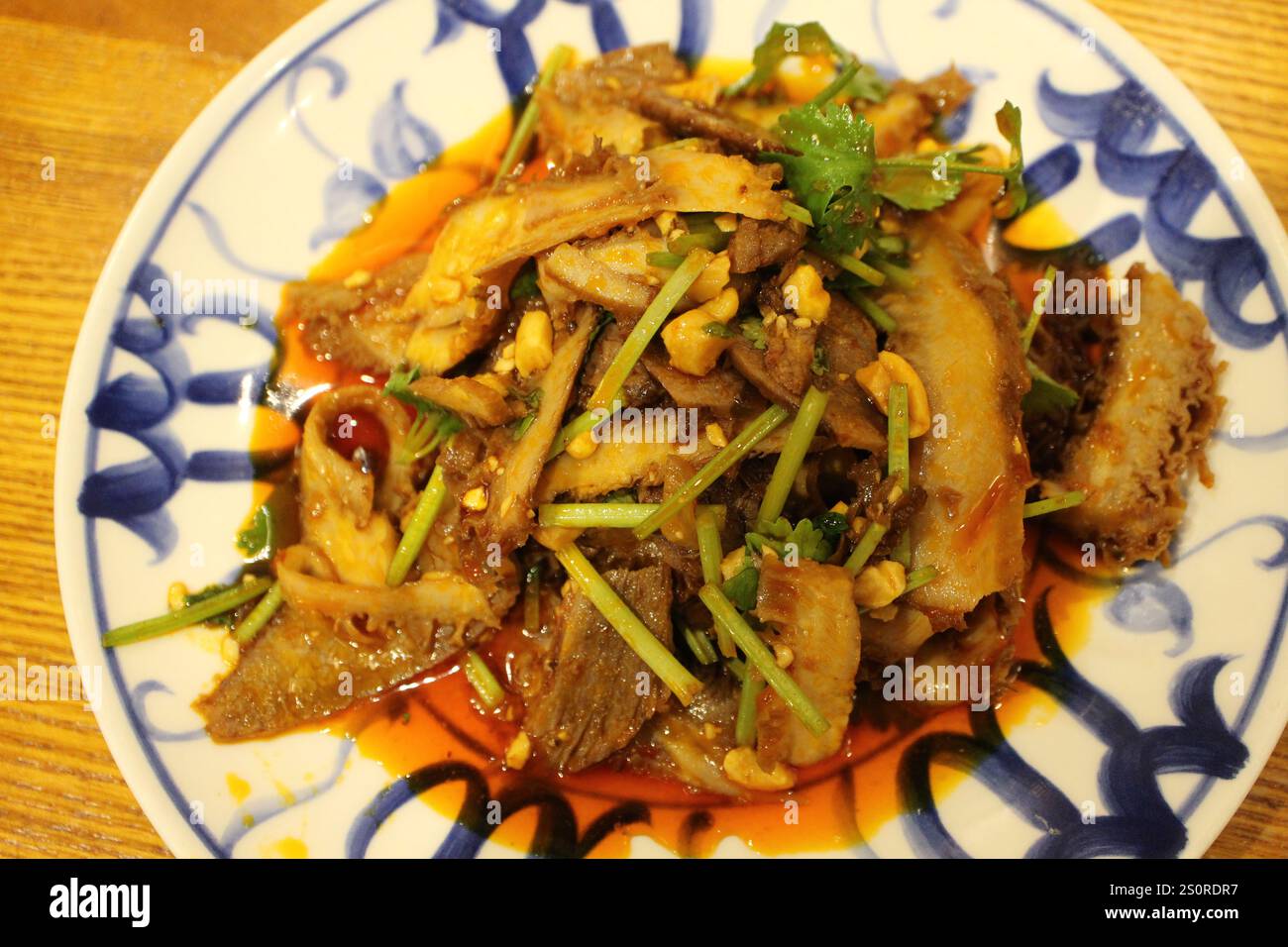 Sichuan cuisine (Chinese cuisine): fuqi feipian (beef shank and tripe tossed in chili oil with coriander) Stock Photo