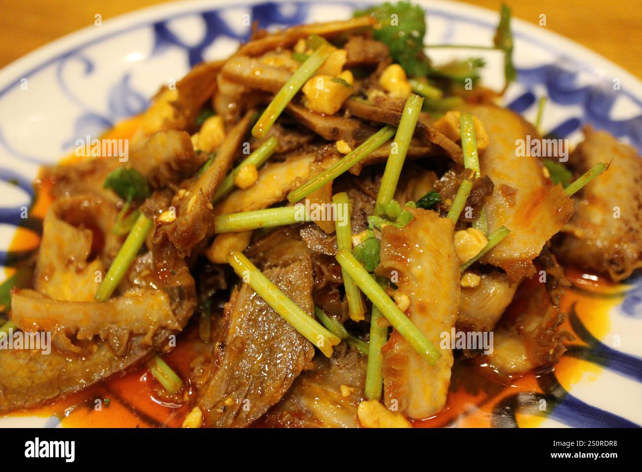 Sichuan cuisine (Chinese cuisine): fuqi feipian (beef shank and tripe tossed in chili oil with coriander) Stock Photo
