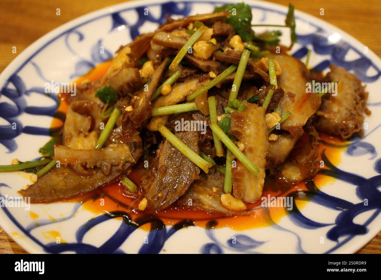Sichuan cuisine (Chinese cuisine): fuqi feipian (beef shank and tripe tossed in chili oil with coriander) Stock Photo