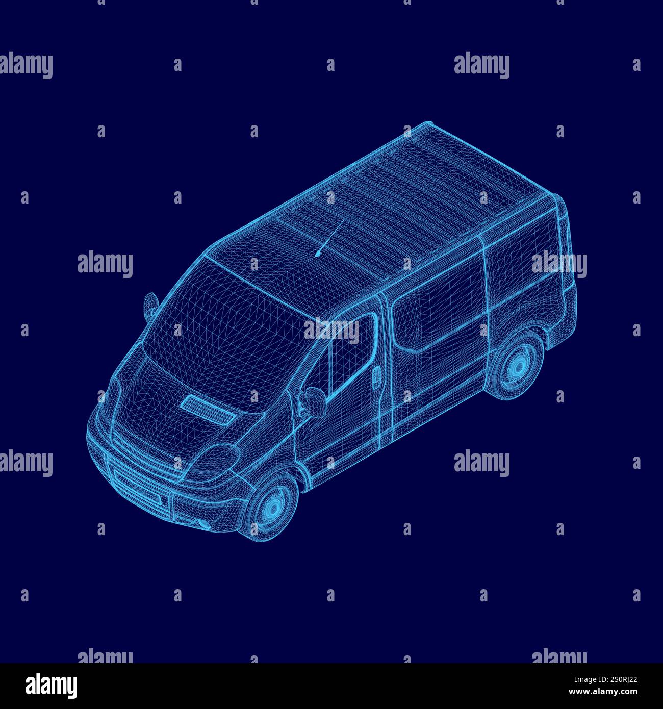 Blue car with a blue background. The car is a van Stock Vector