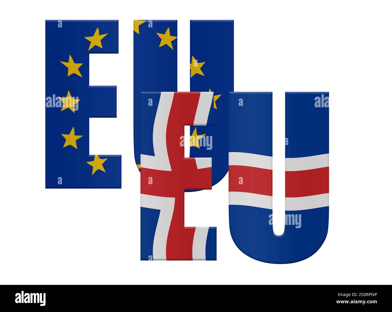 Digital composite. European Union - EU with the Iceland and EU flags overlay . With a new government installed in Iceland the new coalition government agreed to hold a referendum to resume negotiations on EU membership. accession, Stock Photo