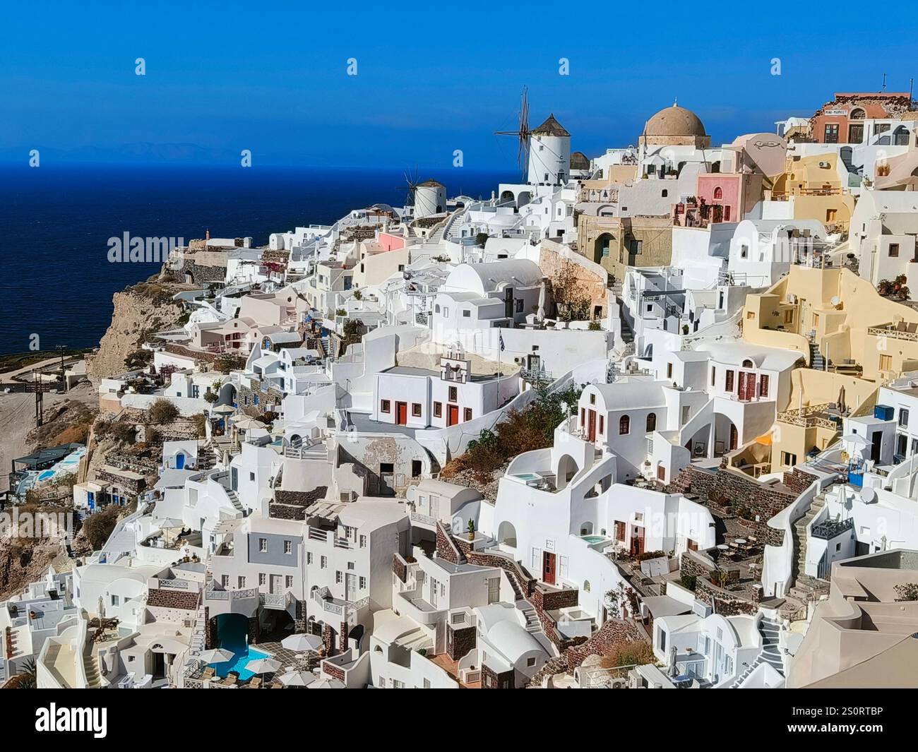 Oia town in Santorini island in Greece - Smartphone Captured Stock Image
