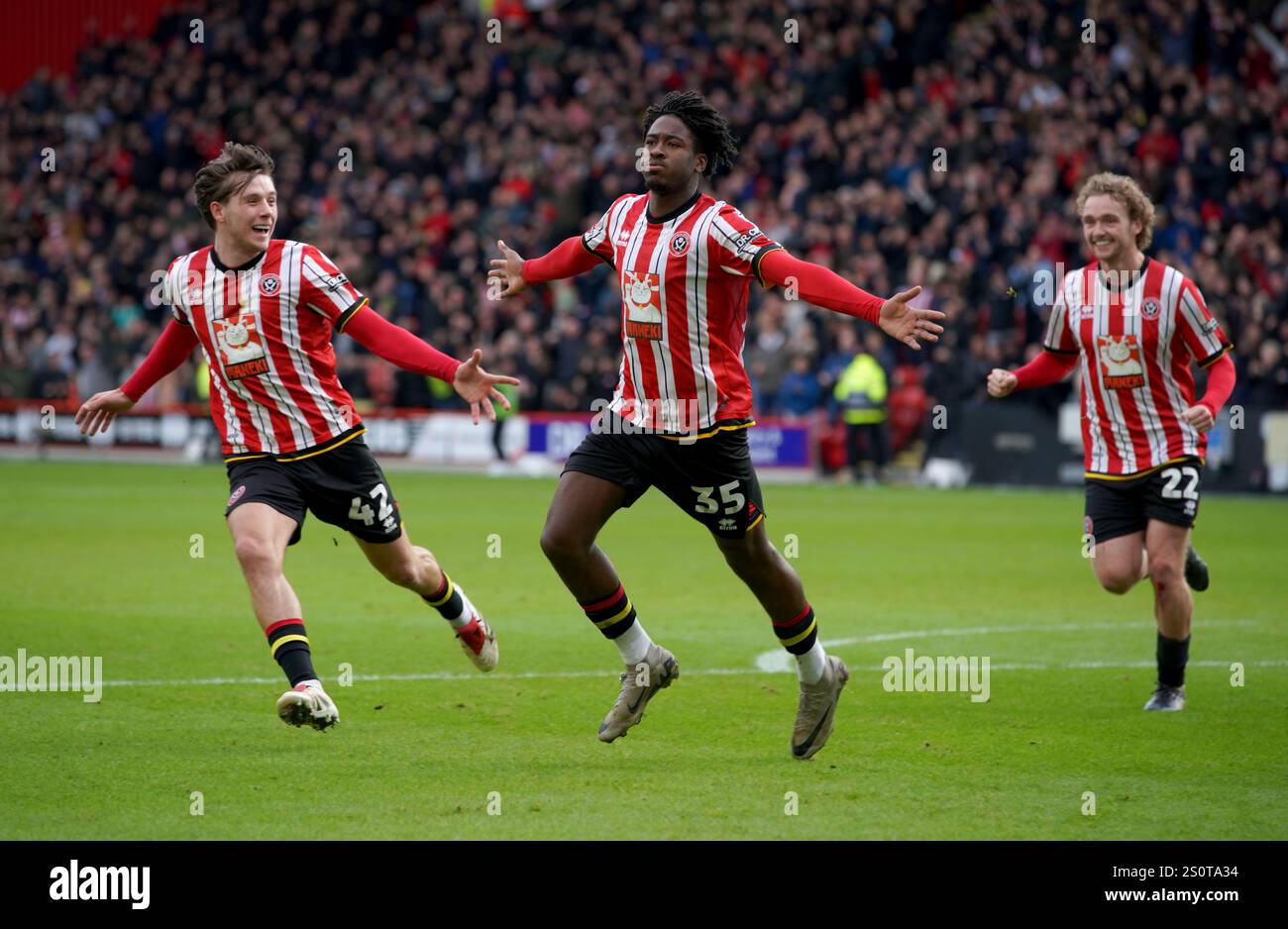 Sheffield United's Andre Brooks celebrates scoring their side's first ...